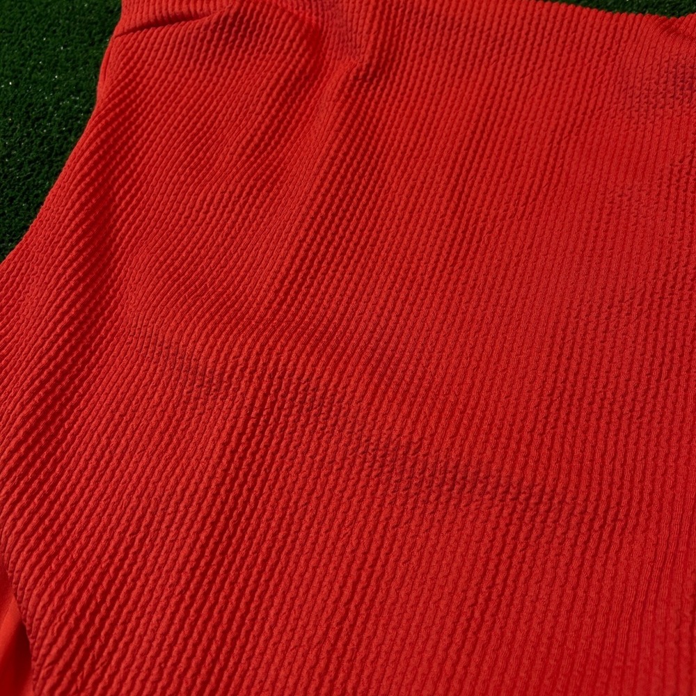 Monday Swimwear One Piece Swimsuit W L Coral Red Textured Square Neck Low Back - Picture 5 of 13
